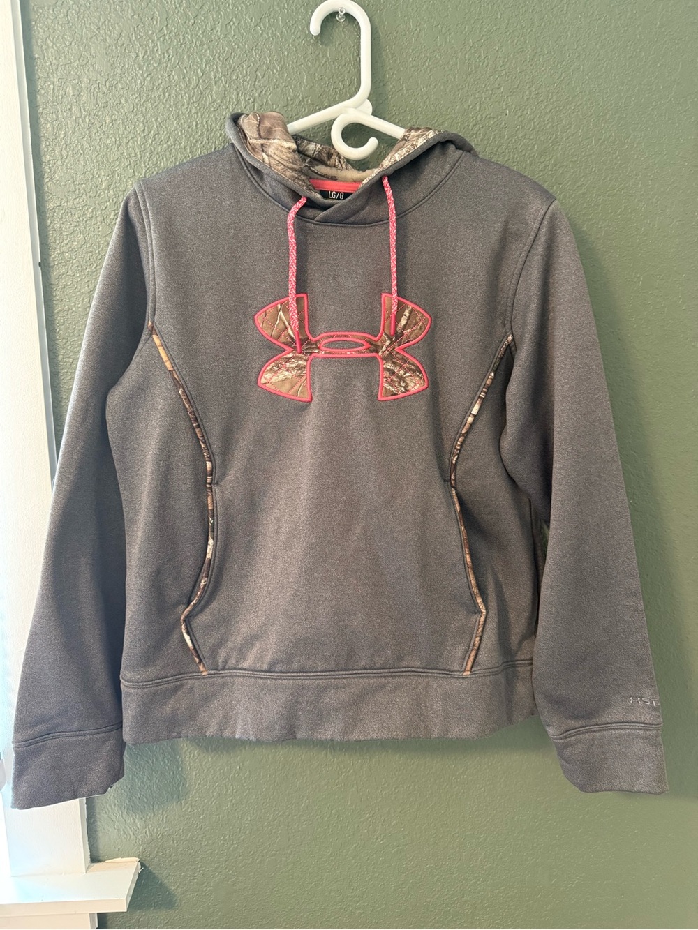Under Armour Gray Hoodie with Camo and Pink Accents